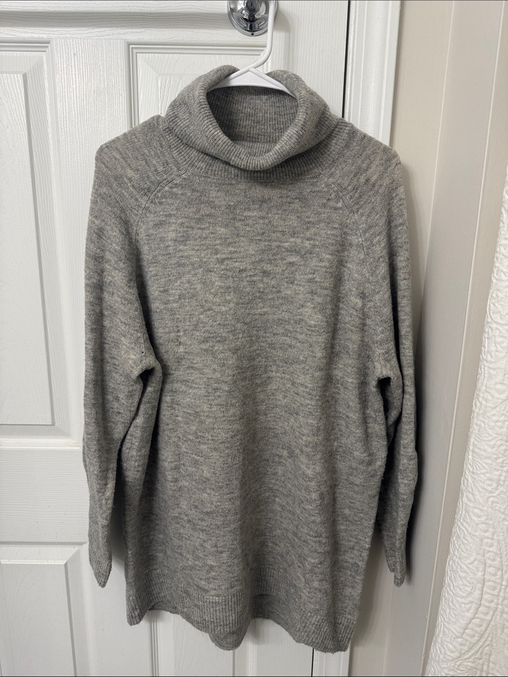 H&M Light Gray Turtleneck Long Sweater - Soft Knit